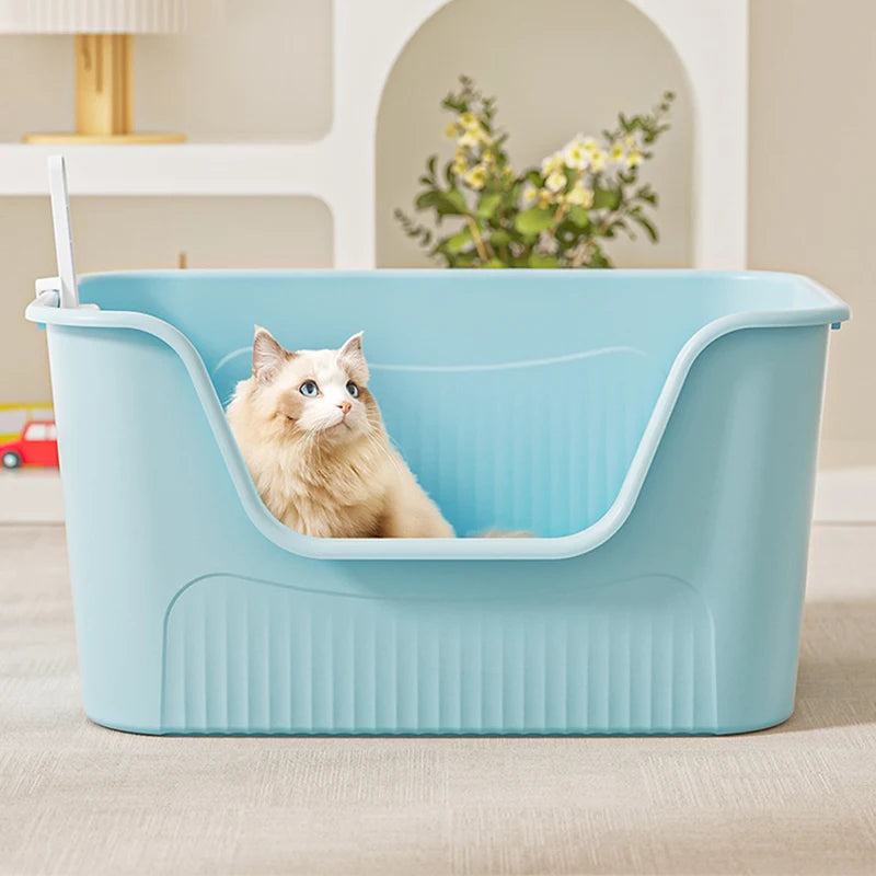 Miaon Extra Large  Litter Box Semi-Enclosed Spla-Proof Toilet for Large s like Maine Coon Home Daily Use Manual Cleaning
