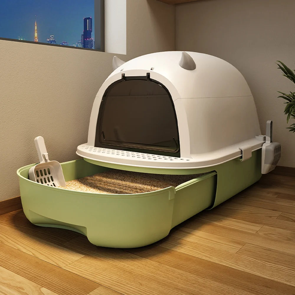 Cat litter box 51.6*41*40cm Anti-odorant Cat Litter Box Plastic Anti-Splash Cats Toilet Drawer Enclosed Pet Sandbox