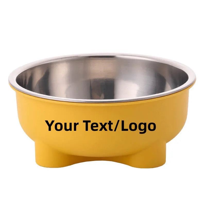 Personalized Stainless Steel Pet Dog Bowl Removable Anti Slip Four-Legged Solid Color Dog Cat Name Bowl Custom Gift Pet Products