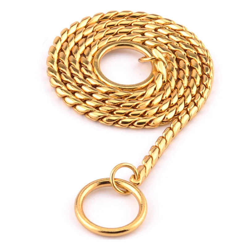 Gold Black Silver Dog Chain Collar Choke Pet Training Snake Collar with Heavy Links Plated Copper Pet Show Slip Collar for Dogs