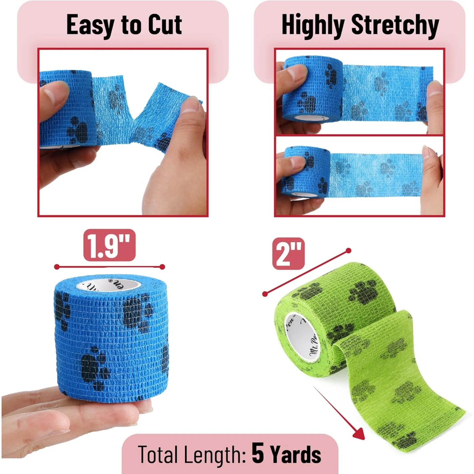 Cat Self-adhesive Elastic Bandage Dog Cat Bandage Leg Cover Protector Strap Bandage Non-woven Cohesive Bandage for Pet