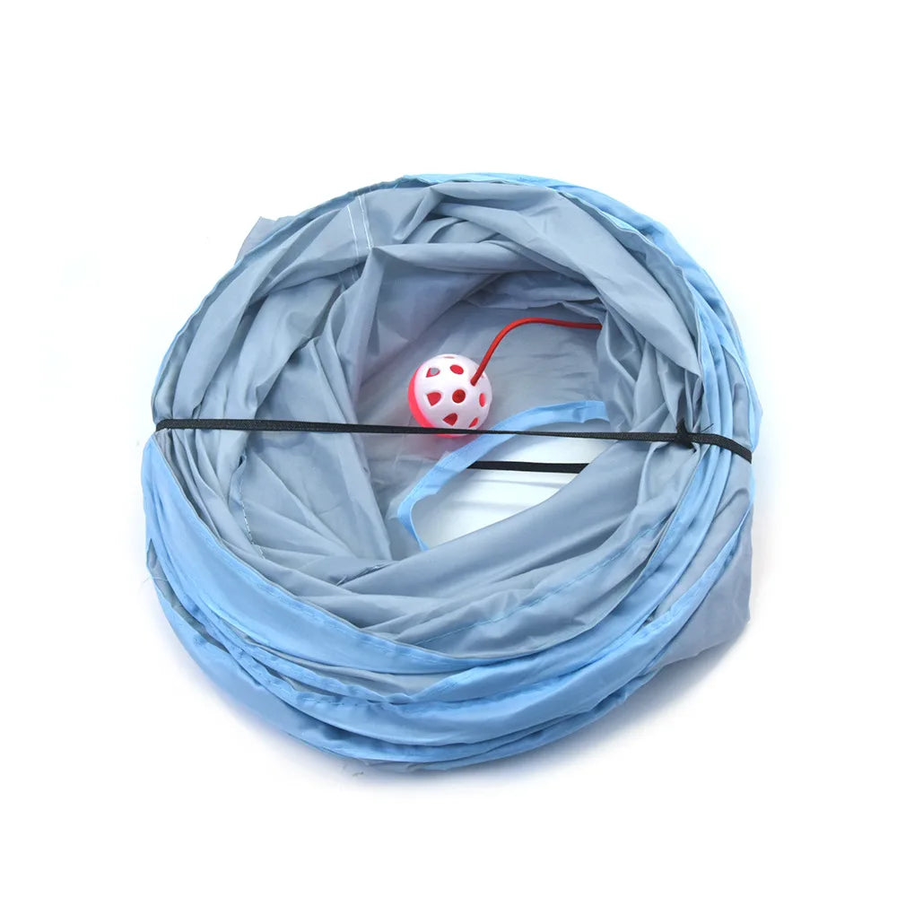 Gray 3-Way Foldable Pet Cat Tunnel Tube Toy Kitten Tunnel Toy With Peep Hole Pet Training Interactive Toy Tunnel Tube