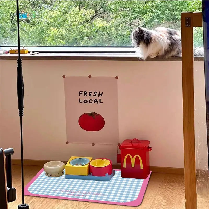 Universal Waterproof Dog  Feeding Mat Oil Proof Spill ResistantNon Slip Floor Mat Pet Food Pad  AND DOGFeeding Mat