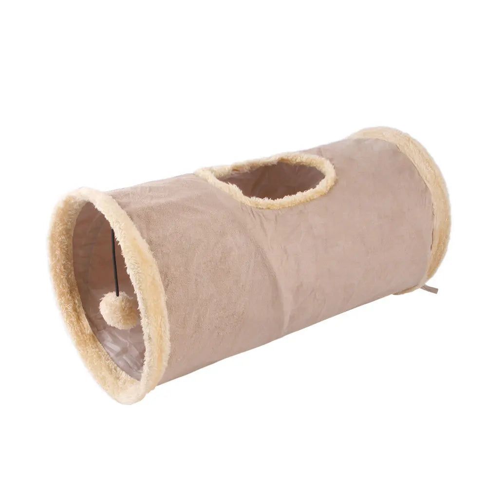 Collapsible Plush Cat Tunnel Suede Fabric Puppy Play Chase Hide Tunnel Tube Indoor for Game Exercising Hiding Training Pet Toys