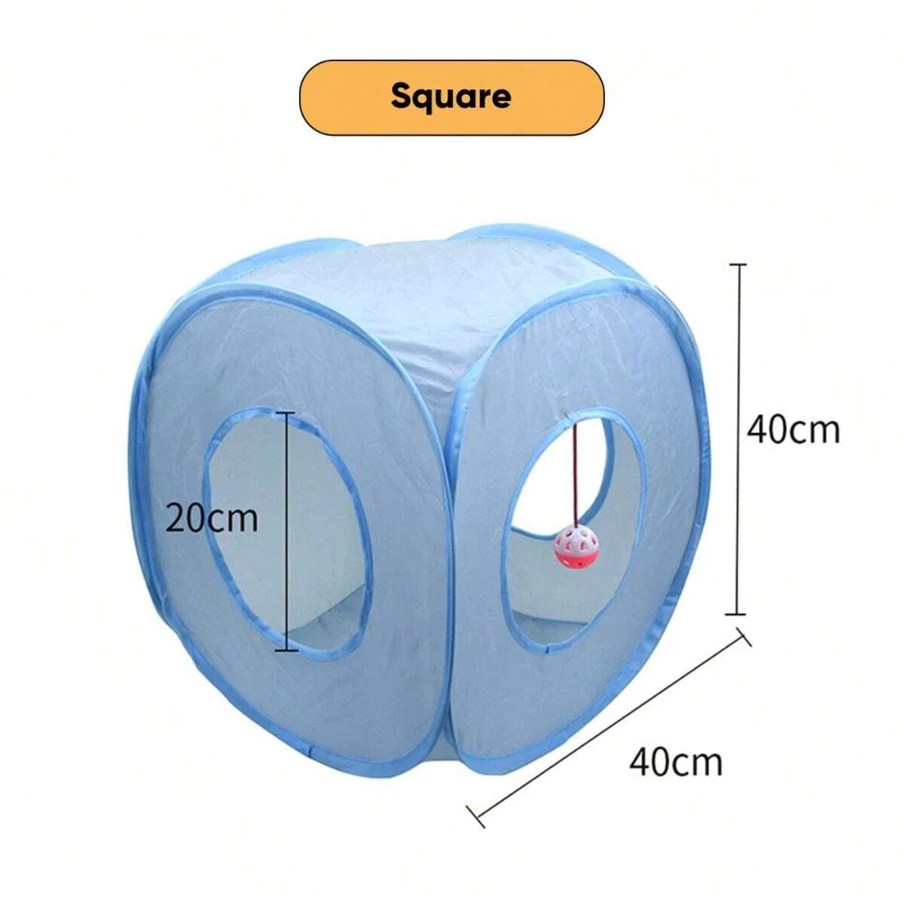 Gray 3-Way Foldable Pet Cat Tunnel Tube Toy Kitten Tunnel Toy With Peep Hole Pet Training Interactive Toy Tunnel Tube