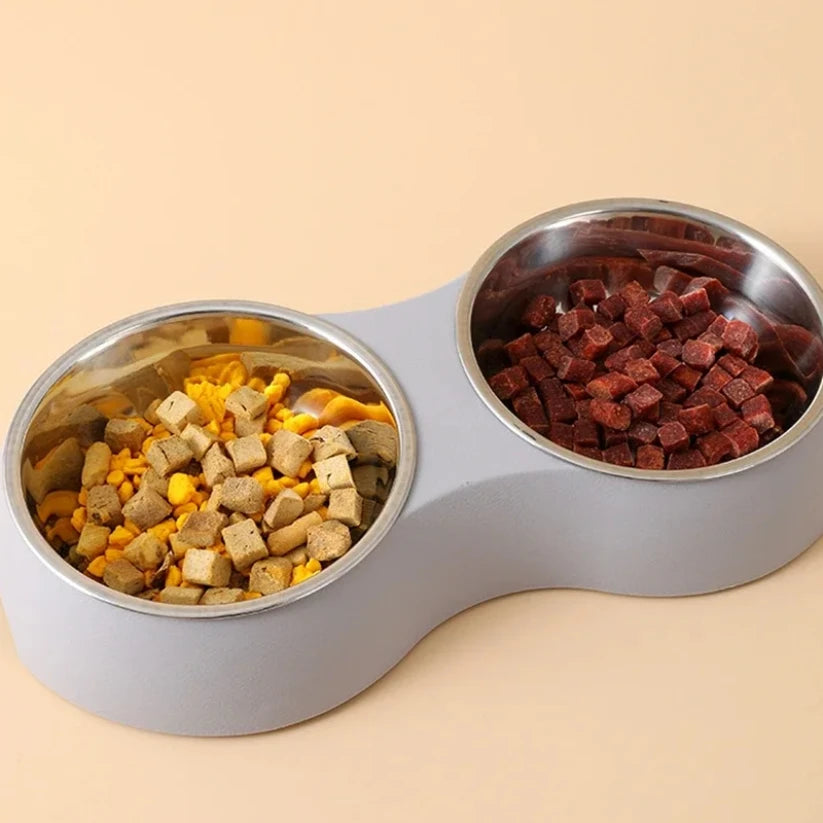 Double Pet Food Bowl Stainless Steel Drinkware Pet Drinking Food Dog Food Puppy Feeding Supplies Kitten Food Water Accessories