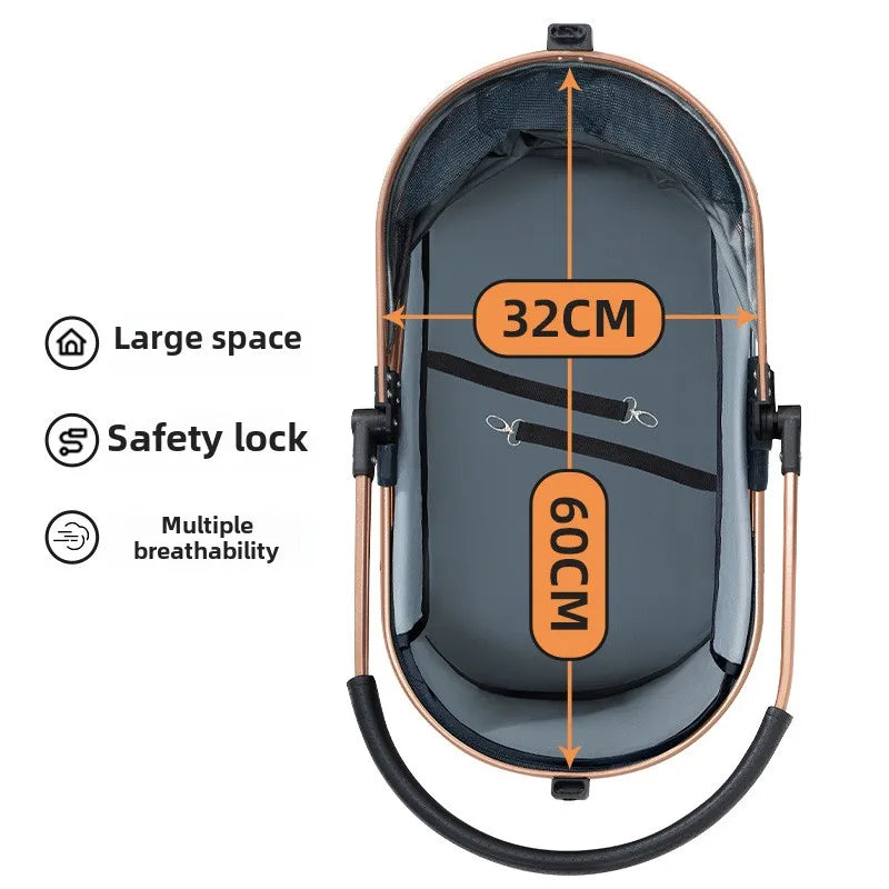 3 in 1 Folding Pet Stroller Detachable Carrier Easy Lock Canopy 30lbs for Medium Dogs Small Dogs Cats