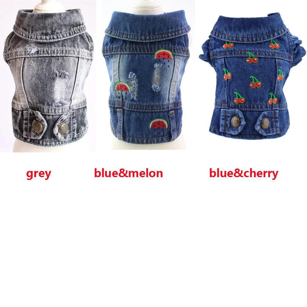 XS-2XL Denim Dog Clothes Cowboy Pet Dog Coat Puppy Clothing For Small Dogs Jeans Jacket Dog Vest Coat Puppy Outfits Cat Clothes