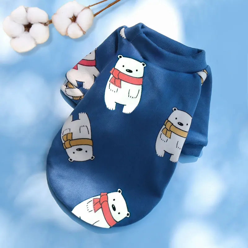 Christmas Dog Clothes Winter Warm Pet Coat Puppy Sweatshirt for Small Large Dogs Pomeranian Bulldog Cartoon Print Clothing