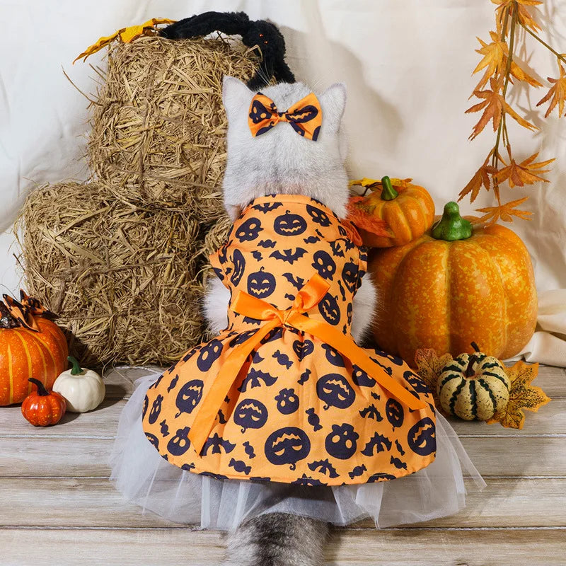 Pet Christmas Plaid Dress Cat Halloween Veil Dress Dog Christmas Clothes Dog Dresses for Small Dogs Puppy
