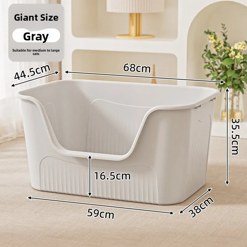 Miaon Extra Large  Litter Box Semi-Enclosed Spla-Proof Toilet for Large s like Maine Coon Home Daily Use Manual Cleaning