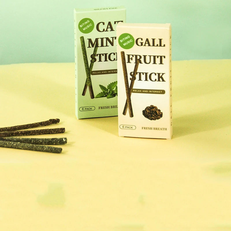6 Sticks Natural Cat Mint Sticks Cat Catnip Chews Toys Pet Molar Sticks Kittens Cleaning Teeth Bite-resistant Toys Pet Products