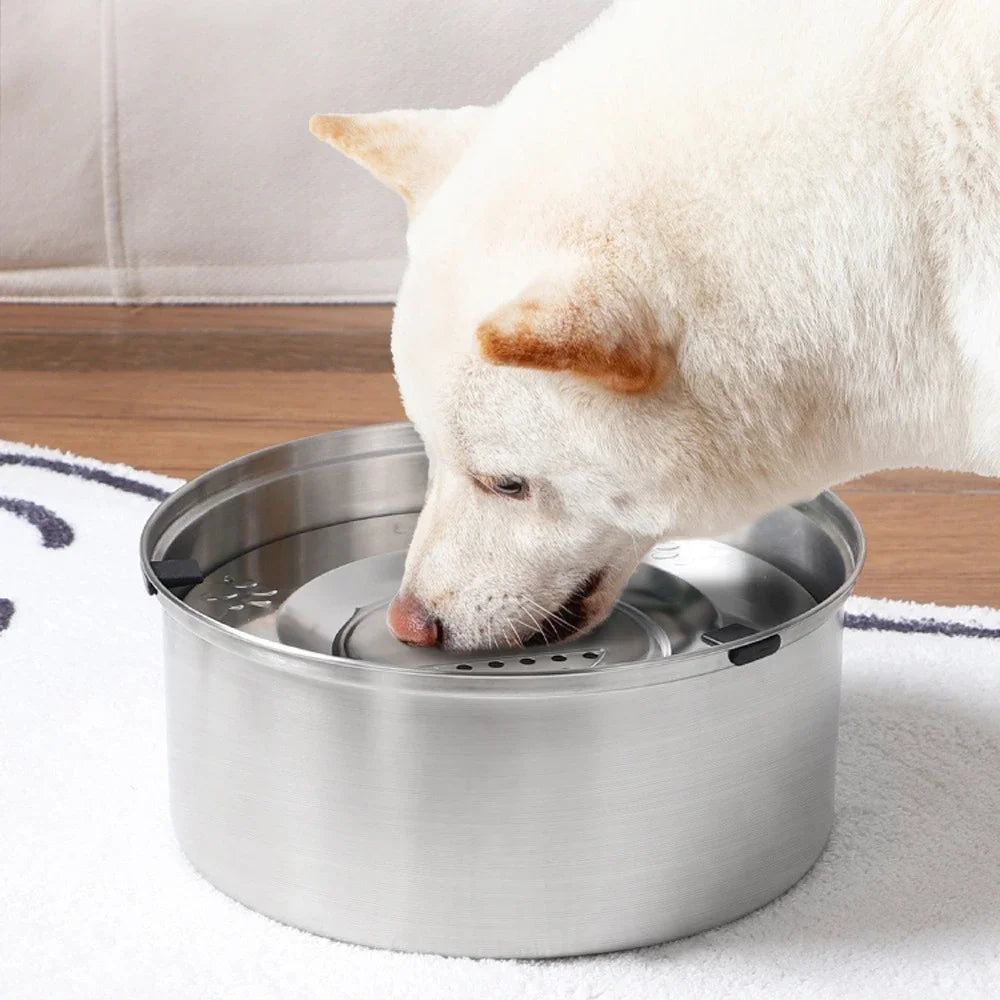 Big Capacity 304 Stainless Steel Dog Floating Bowl No Spill Anti-Splash Dog Cat Water Dispenser Non-Slip Pet Water Feeder Bowl