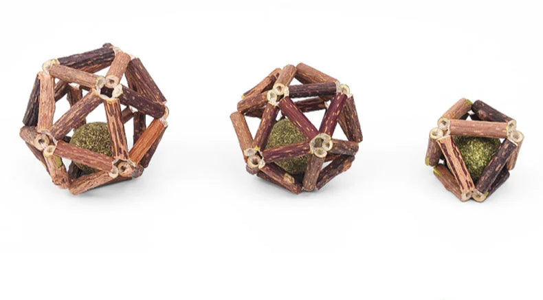 Catnip Ball Toy Kitten Chewing Toys Clean Cats Teeth Healthy Catnip Balls Matatabi Wood Stick Cat Interactive Toys Pets Supplies