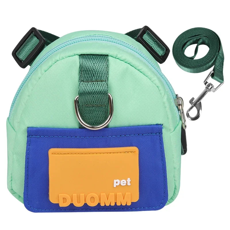 Pet Snack Storage Bag with Leash Large-capacity Multifunction Dogs Backpack Adjustable Harness Backpack Suitable Pet Travel Walk