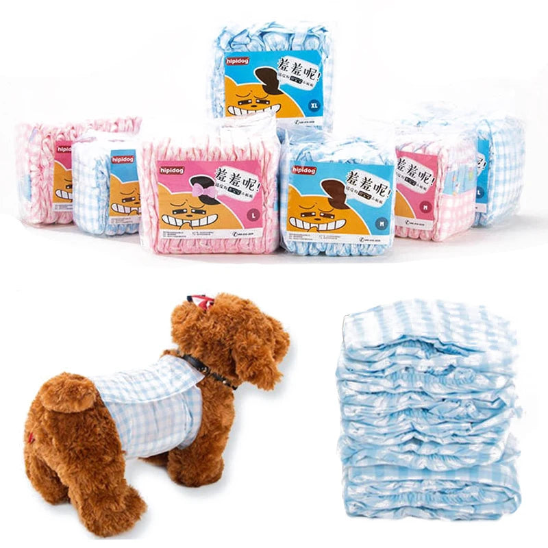10PCS/pack Super Absorption Physiological Pants Dog Diapers for Dogs Pet  Disposable Leakproof Nappies Small Puppy Male Dog